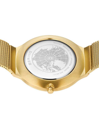 Angle shot of Bering 18434-334 White Dial Gold Stainless Steel Womens Watch on white background