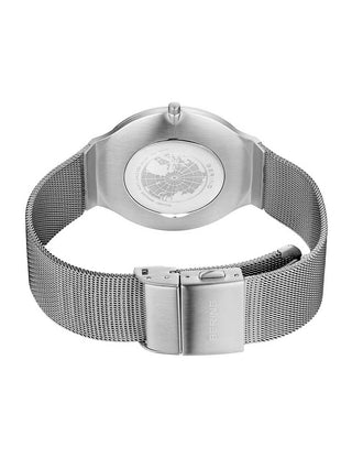 Angle shot of Bering 18440-004 White Dial Silver Stainless Steel Unisex Watch on white background