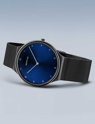 Angle shot of Bering 18440-227 Blue Dial Black Stainless Steel Unisex Watch on white background