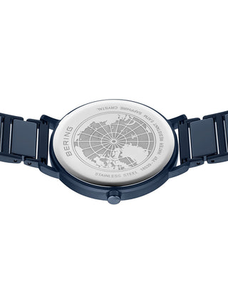 Angle shot of Bering 18539-797 Blue Stainless Steel Unisex Watch on white background