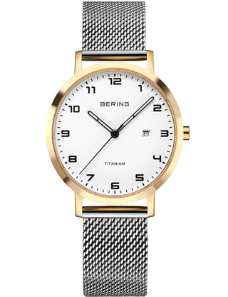 Front view of Bering 18634-010 White Dial Silver Stainless Steel Womens Watch on white background