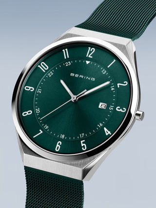 Angle shot of Bering 18740-808 Green Stainless Steel Unisex Watch on white background