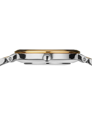 Angle shot of Bering 19126-710 Silver Dial Gold Stainless Steel Womens Watch on white background