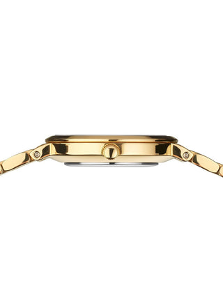 Angle shot of Bering 19126-734 Silver Dial Gold Stainless Steel Womens Watch on white background