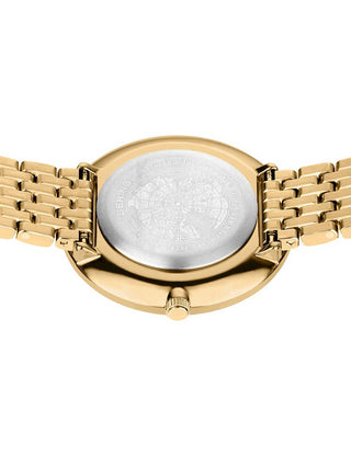 Angle shot of Bering 19334-334 White Dial Gold Titanium Womens Watch on white background