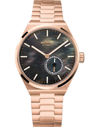Front view of Bering 19435-762 Mother Of Pearl Dial Rose Gold Stainless Steel Womens Watch on white background