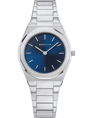 Front view of Bering 19632-707 Blue Dial Silver Stainless Steel Womens Watch on white background