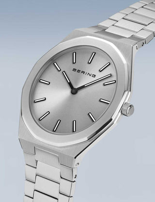 Angle shot of Bering 19641-700 Silver Stainless Steel Unisex Watch on white background