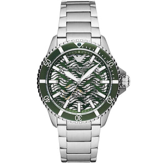 Front view of Emporio Armani Diver Skeleton AR60061 Mens Watch on white background