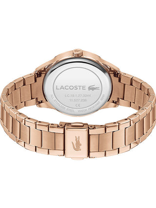 Angle shot of Lacoste 2001172 Rose Gold Stainless Steel Womens Watch on white background