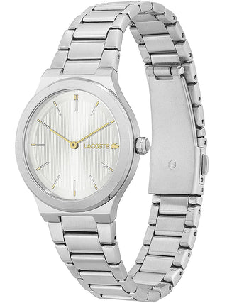 Angle shot of Lacoste 2001181 Silver Stainless Steel Womens Watch on white background