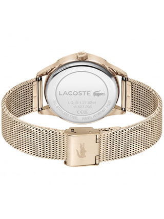 Angle shot of Lacoste 2001261 Rose Gold Stainless Steel Womens Watch on white background