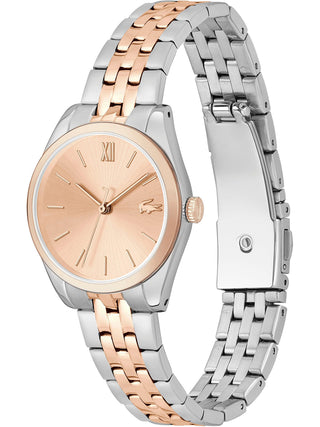 Angle shot of Lacoste 2001311 Rose Gold Stainless Steel Womens Watch on white background