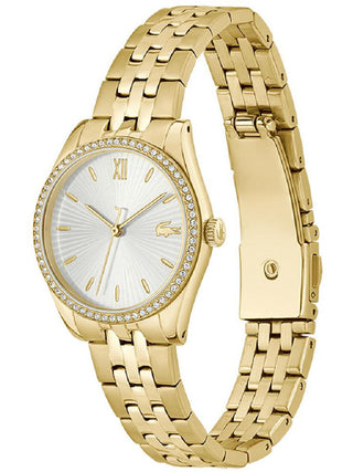 Angle shot of Lacoste 2001324 Silver Dial Gold Stainless Steel Womens Watch on white background