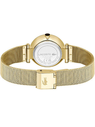 Angle shot of Lacoste 2001336 Black Dial Gold Stainless Steel Womens Watch on white background