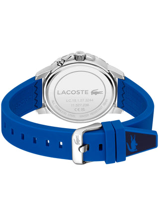 Angle shot of Lacoste Chronograph 2011205 Blue Silicone Unisex Watch on white background