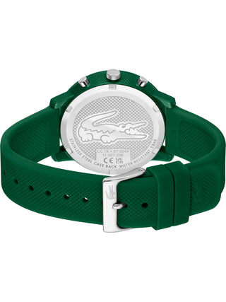 Angle shot of Lacoste Chronograph 2011245 Green Silicone Unisex Watch on white background