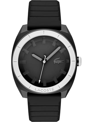 Front view of Lacoste 2011259 Black Silicone Unisex Watch on white background