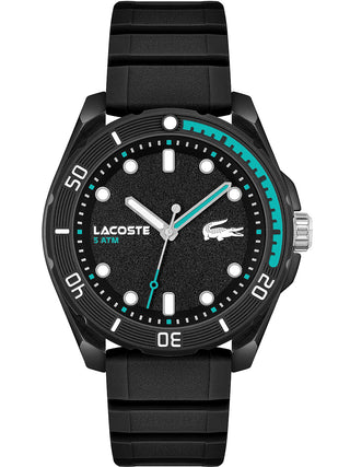 Front view of Lacoste 2011284 Black Silicone Unisex Watch on white background