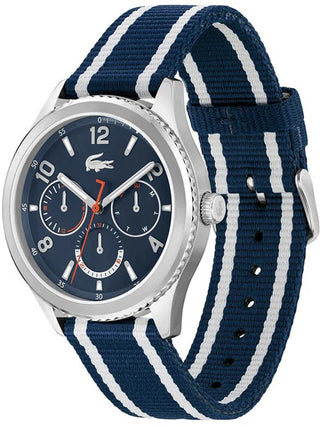 Angle shot of Lacoste 2011290 Blue Textile Unisex Watch on white background