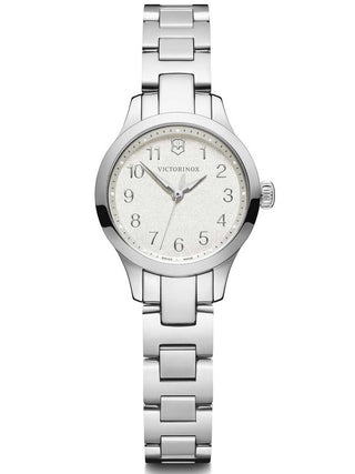 Front view of Victorinox 241840 Silver Stainless Steel Womens Watch on white background