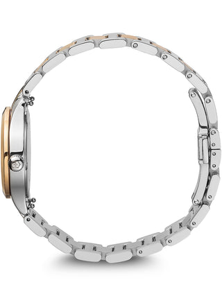 Angle shot of Victorinox 241841 Black Dial Gold Stainless Steel Womens Watch on white background