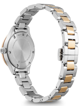 Angle shot of Victorinox 241841 Black Dial Gold Stainless Steel Womens Watch on white background