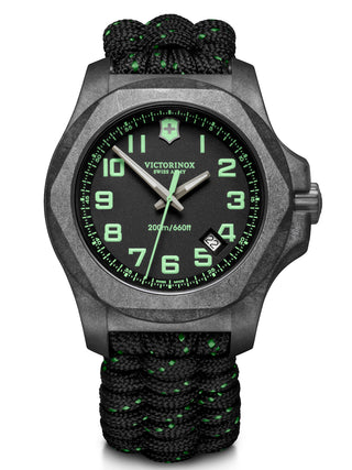 Front view of Victorinox 241859 Black Textile Unisex Watch on white background