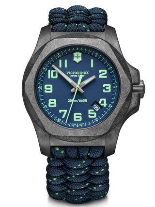Front view of Victorinox 241860 Blue Textile Unisex Watch on white background