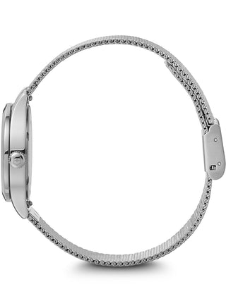 Angle shot of Victorinox 241878 White Dial Silver Stainless Steel Womens Watch on white background