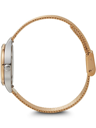 Angle shot of Victorinox 241879 Mother Of Pearl Dial Rose Gold Stainless Steel Womens Watch on white background