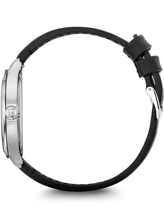 Angle shot of Victorinox 241904 Black Leather Unisex Watch on white background