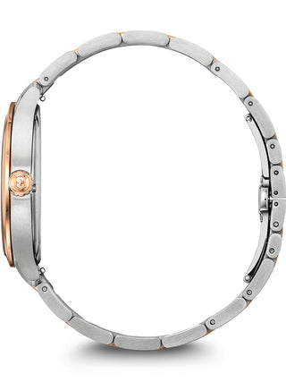 Angle shot of Victorinox 241912 Silver Dial Rose Gold Stainless Steel Unisex Watch on white background