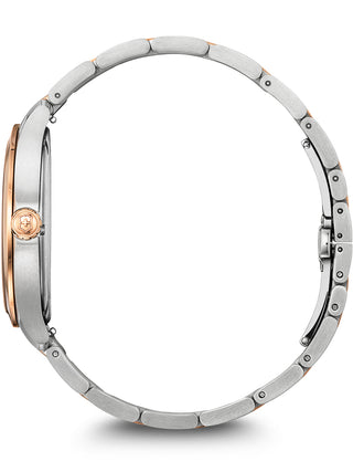 Angle shot of Victorinox 241913 Black Dial Rose Gold Stainless Steel Unisex Watch on white background