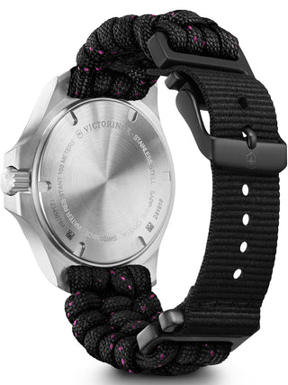 Angle shot of Victorinox 241918 Black Textile Womens Watch on white background
