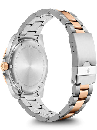 Angle shot of Victorinox 241950 Blue Dial Rose Gold Stainless Steel Unisex Watch on white background