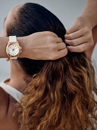 Angle shot of Victorinox 241954 White Womens Watch on white background