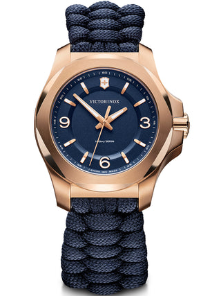 Front view of Victorinox 241955 Blue Textile Womens Watch on white background