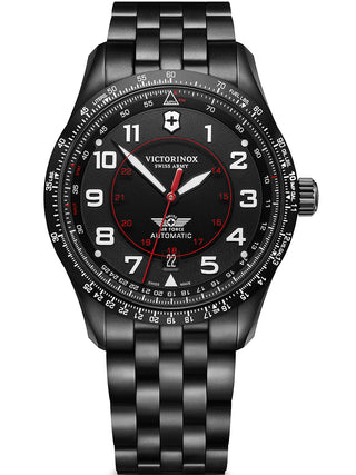 Front view of Victorinox 241974 Black Stainless Steel Unisex Watch on white background