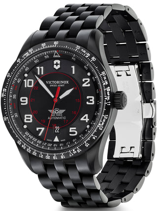 Angle shot of Victorinox 241974 Black Stainless Steel Unisex Watch on white background