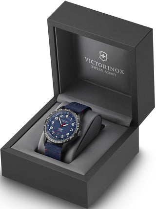 Angle shot of Victorinox 241998 Blue Textile Unisex Watch on white background