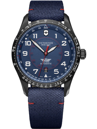 Front view of Victorinox 241998 Blue Textile Unisex Watch on white background