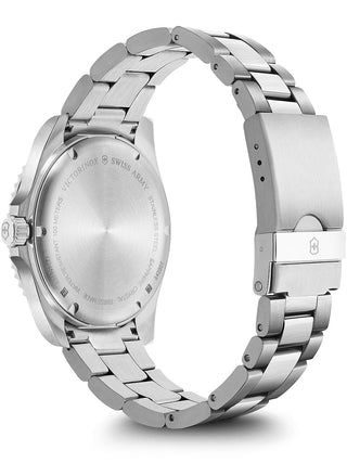 Angle shot of Victorinox 242007 Blue Dial Silver Stainless Steel Unisex Watch on white background