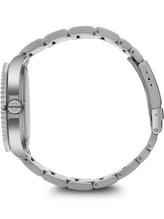 Angle shot of Victorinox 242007 Blue Dial Silver Stainless Steel Unisex Watch on white background