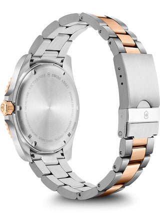 Angle shot of Victorinox 242008 Green Dial Rose Gold Stainless Steel Unisex Watch on white background