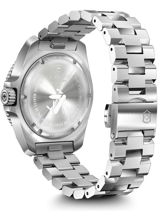 Angle shot of Victorinox 242009 Black Dial Silver Stainless Steel Unisex Watch on white background