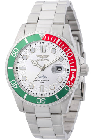 Front view of Invicta Pro Diver INV44714 Grey Stainless Steel Mens Watch on white background