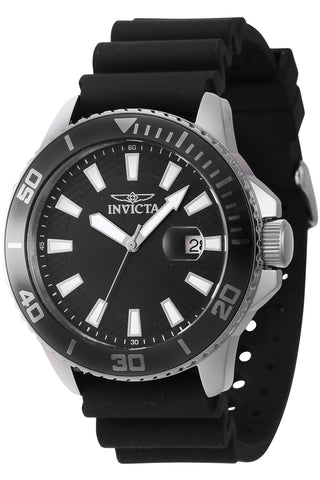 Front view of Invicta Pro Diver INV46087 Black Silicon Mens Watch on white background