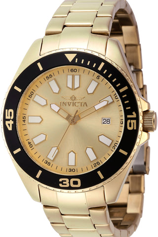 Front view of Invicta Pro Diver INV46317 Gold Stainless Steel Mens Watch on white background