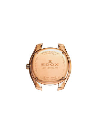 Angle shot of Edox 57004-37R Blue Dial Rose Gold Stainless Steel Womens Watch on white background